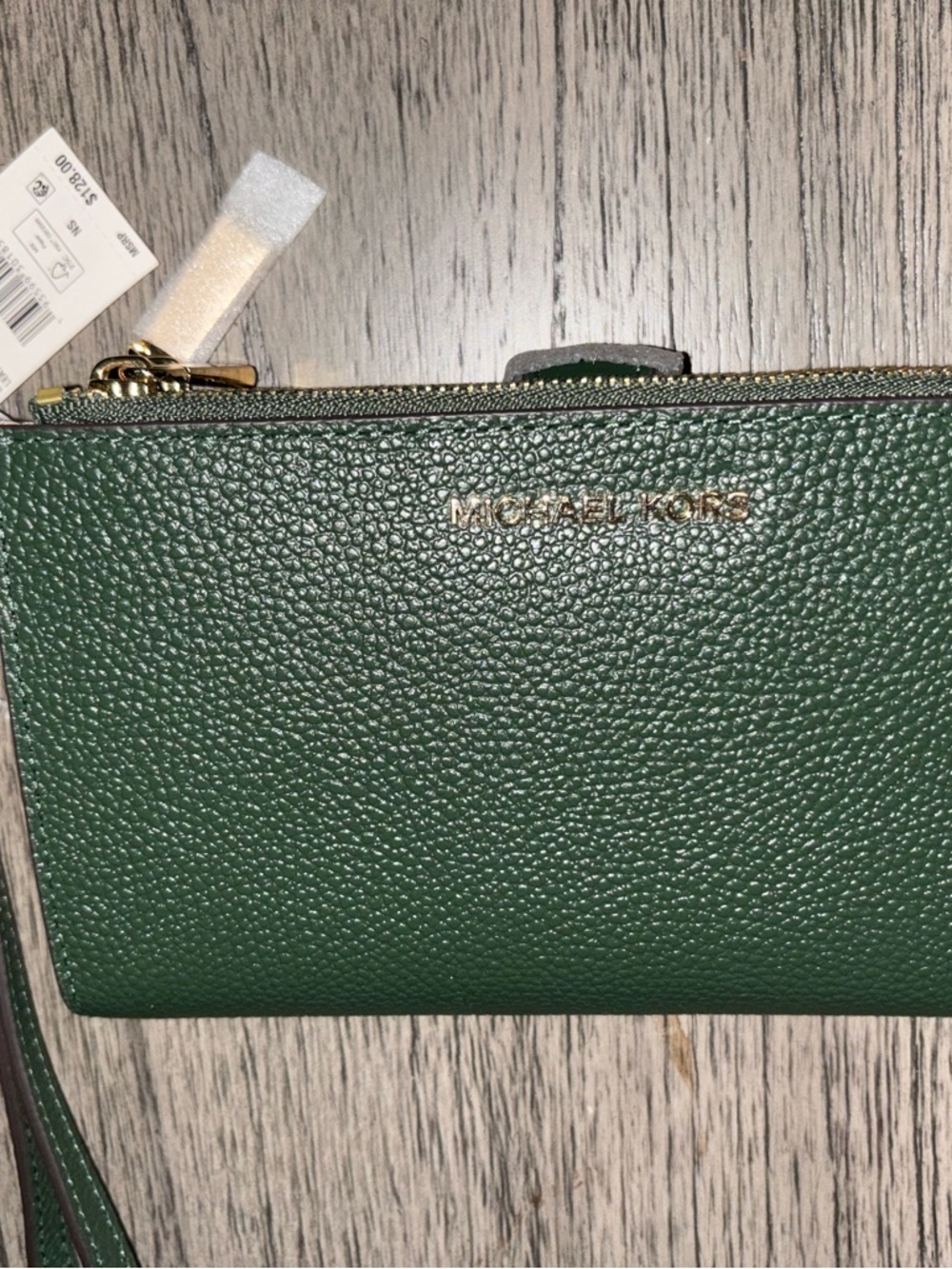 Michael Kors Green Monogram Satchel with Matching Pouch & Cross Bag Charm New - Picture 5 of 13